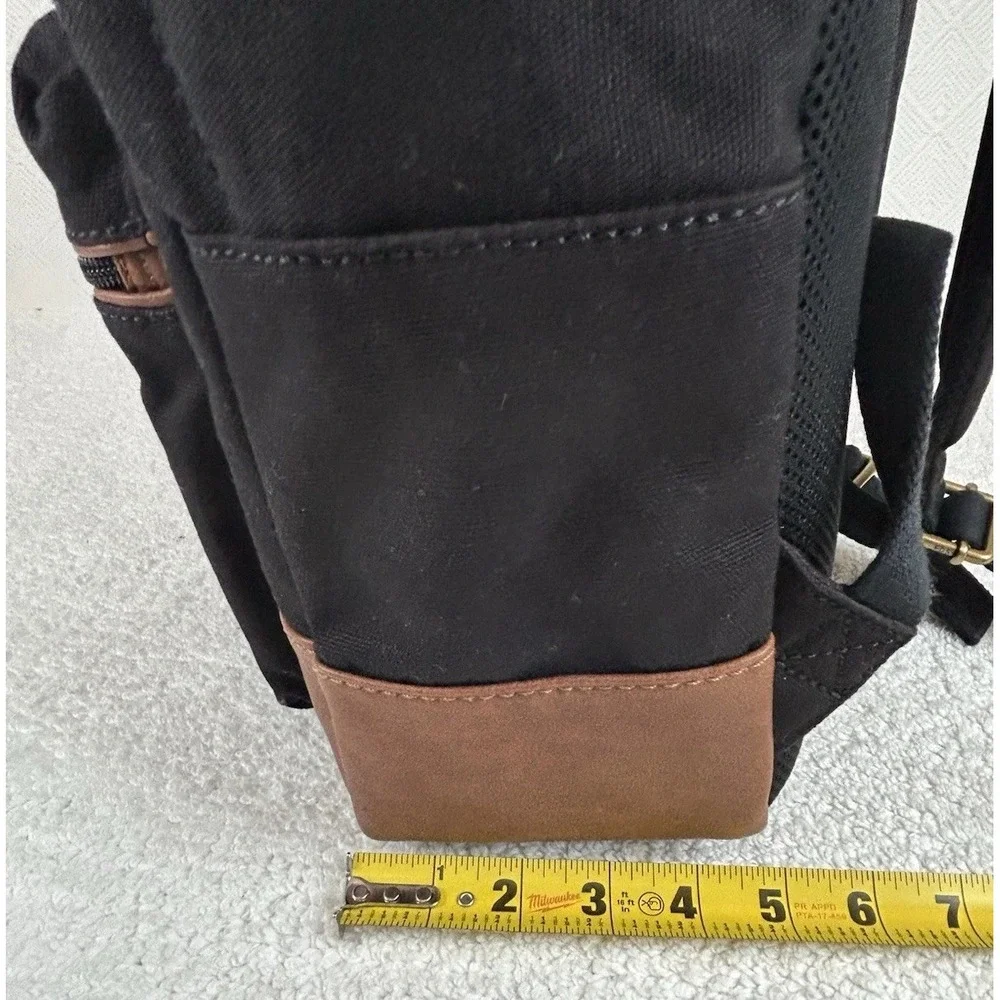 NEW Fossil Black Canvas Backpack w/Brown Trim Adjustable Straps New Old Stock
